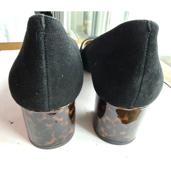 NWT Ann Taylor Lorene Black suede Pump animal print 2" Block Heel 6.5- 138$ - Picture 11 of 11